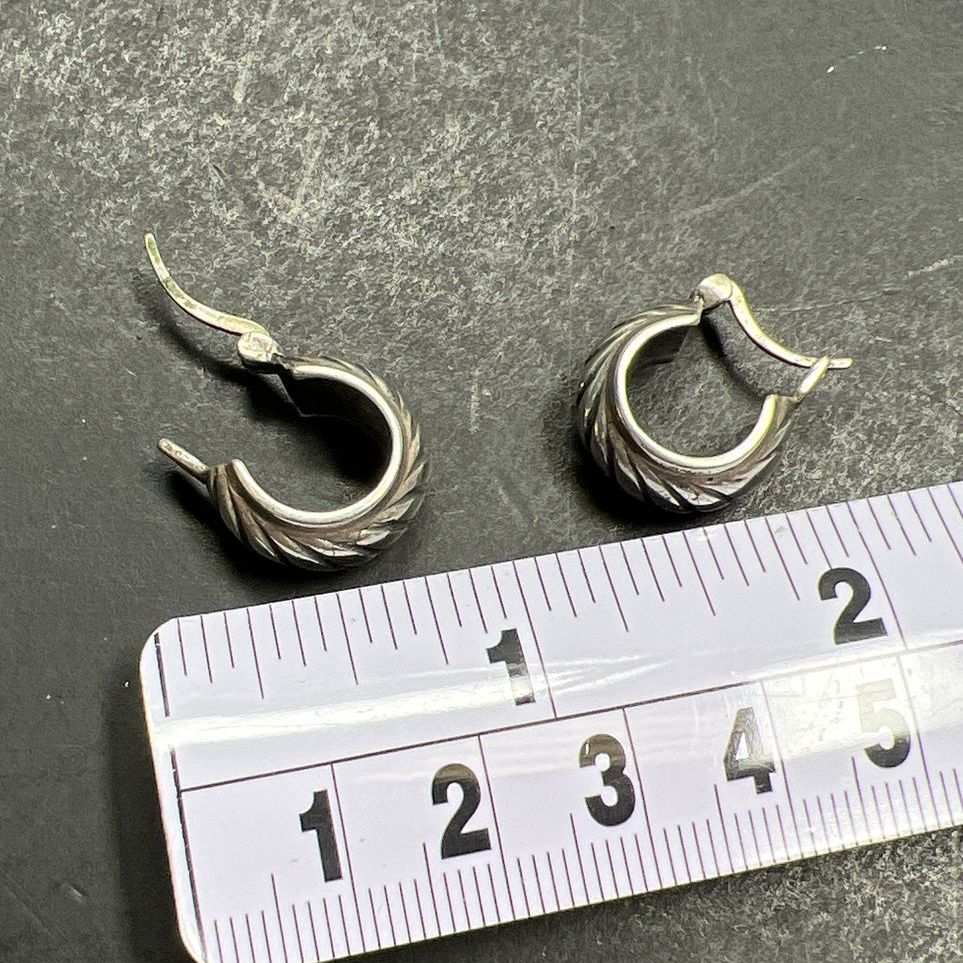 Sterling Silver Engraved Hoop Earrings 5 grams