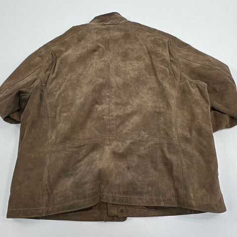 Roundtree & Yorke Brown Suede Leather Field Moto Jacket Men's Size L