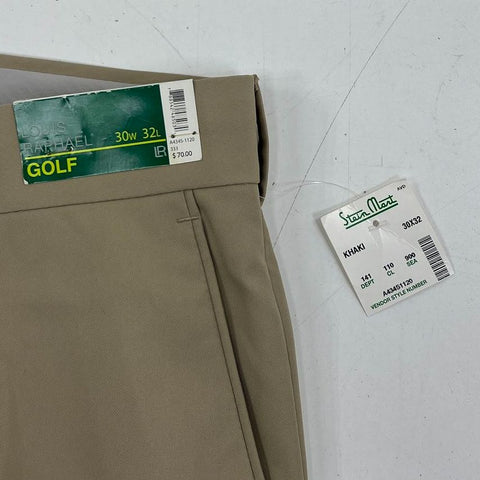 NWT Louis Raphael Khaki Tan Sorbtek Twill Flat Front Golf Pants Men's 30x32