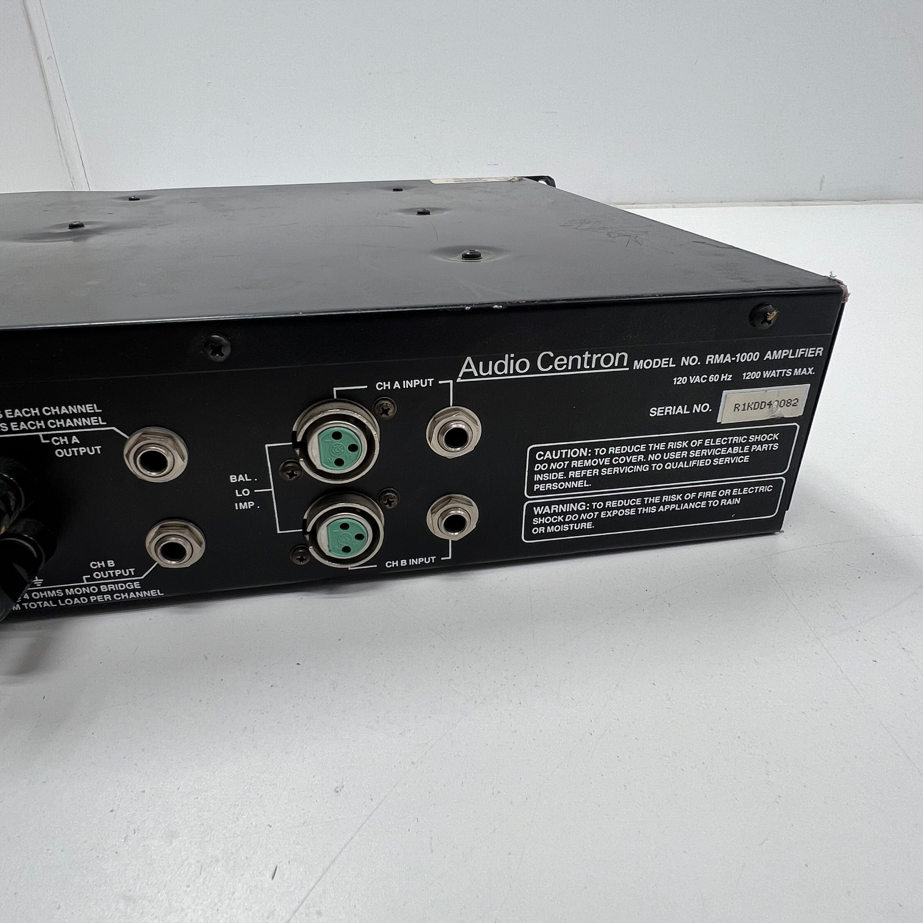 Audio Centron RMA-1000 Professional Power Amplifier Rack Mount 2-Channel