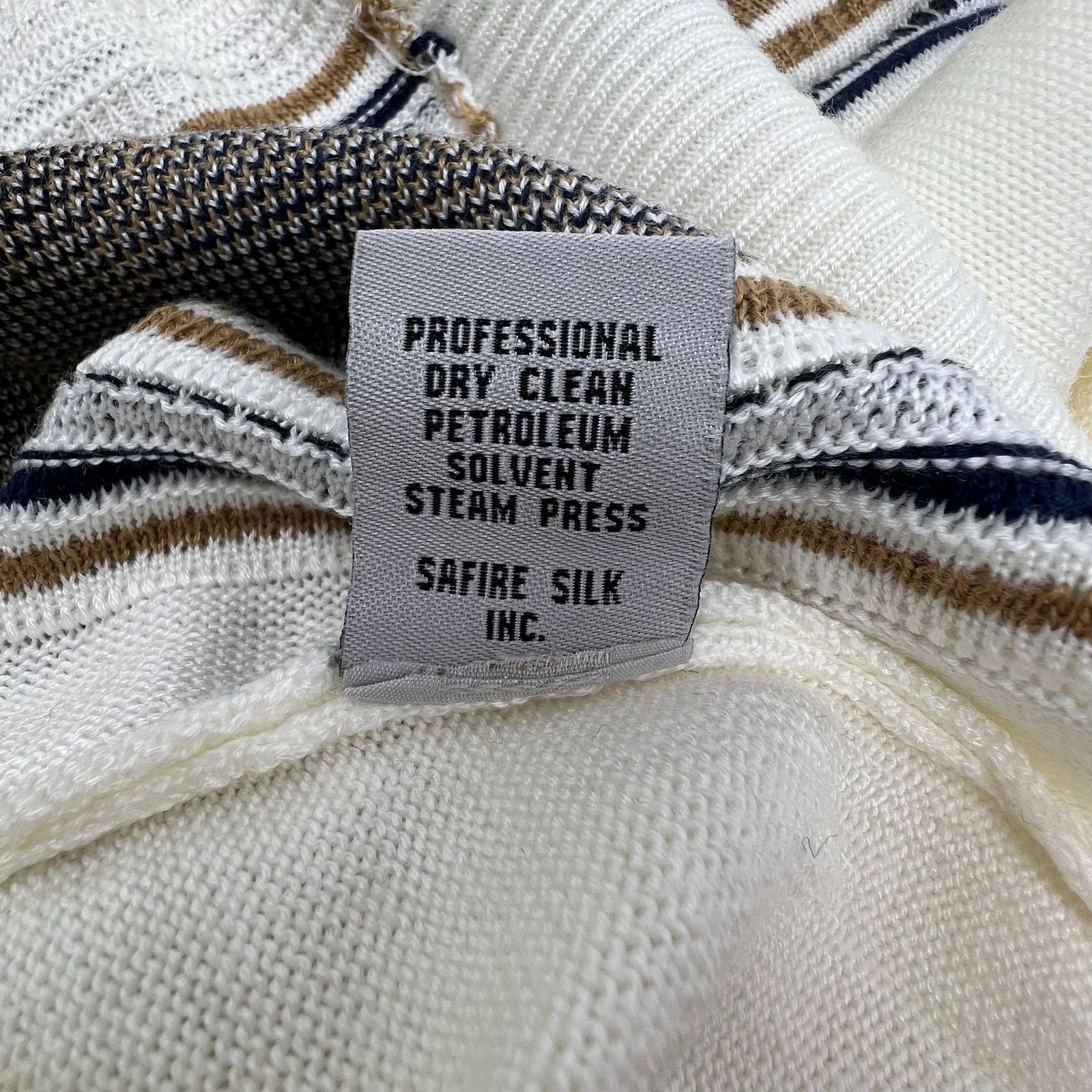 Stacy Adams Cream Geometric Quarter Zip Mock Neck Sweater Men's L NWT