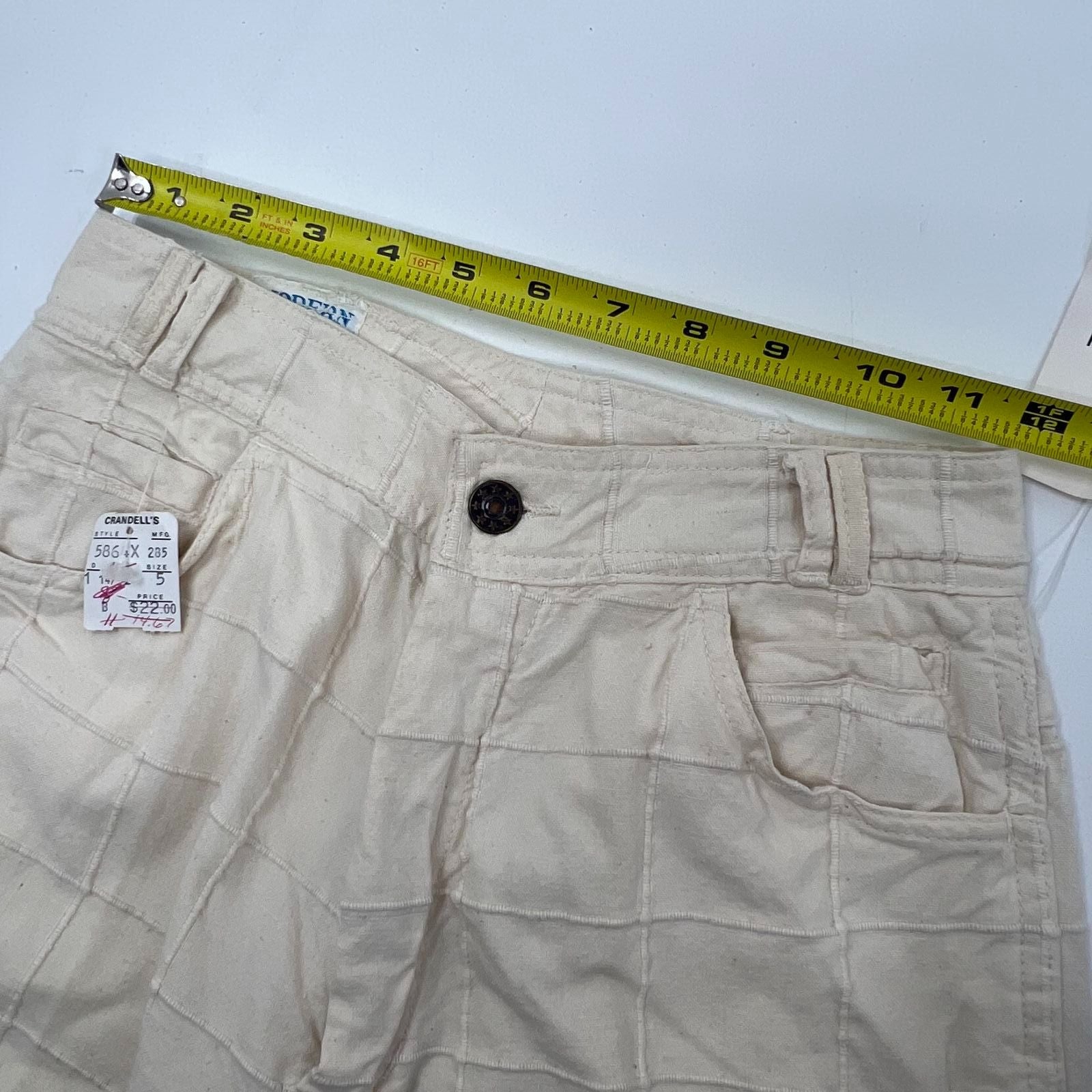 Vintage 70s Modern Juniors Cream Quilted Cotton Wide Leg Capri Pants Womens 5
