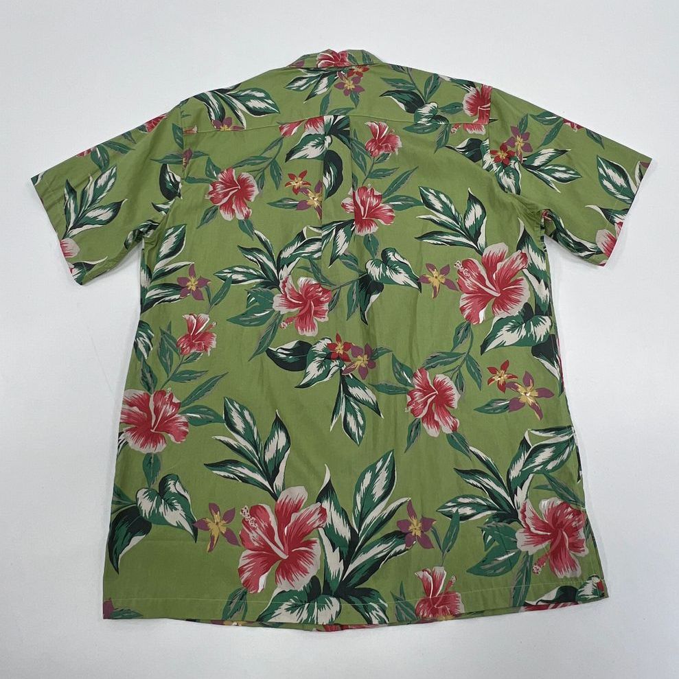 NWT Men's Cooke Street Green Tropical Print Button Up Short Sleeve Shirt Medium