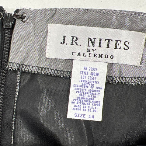 J.R. Nites Silver Black Vintage 90s NWT Taffeta 2pc Skirt Set Women's 14 16