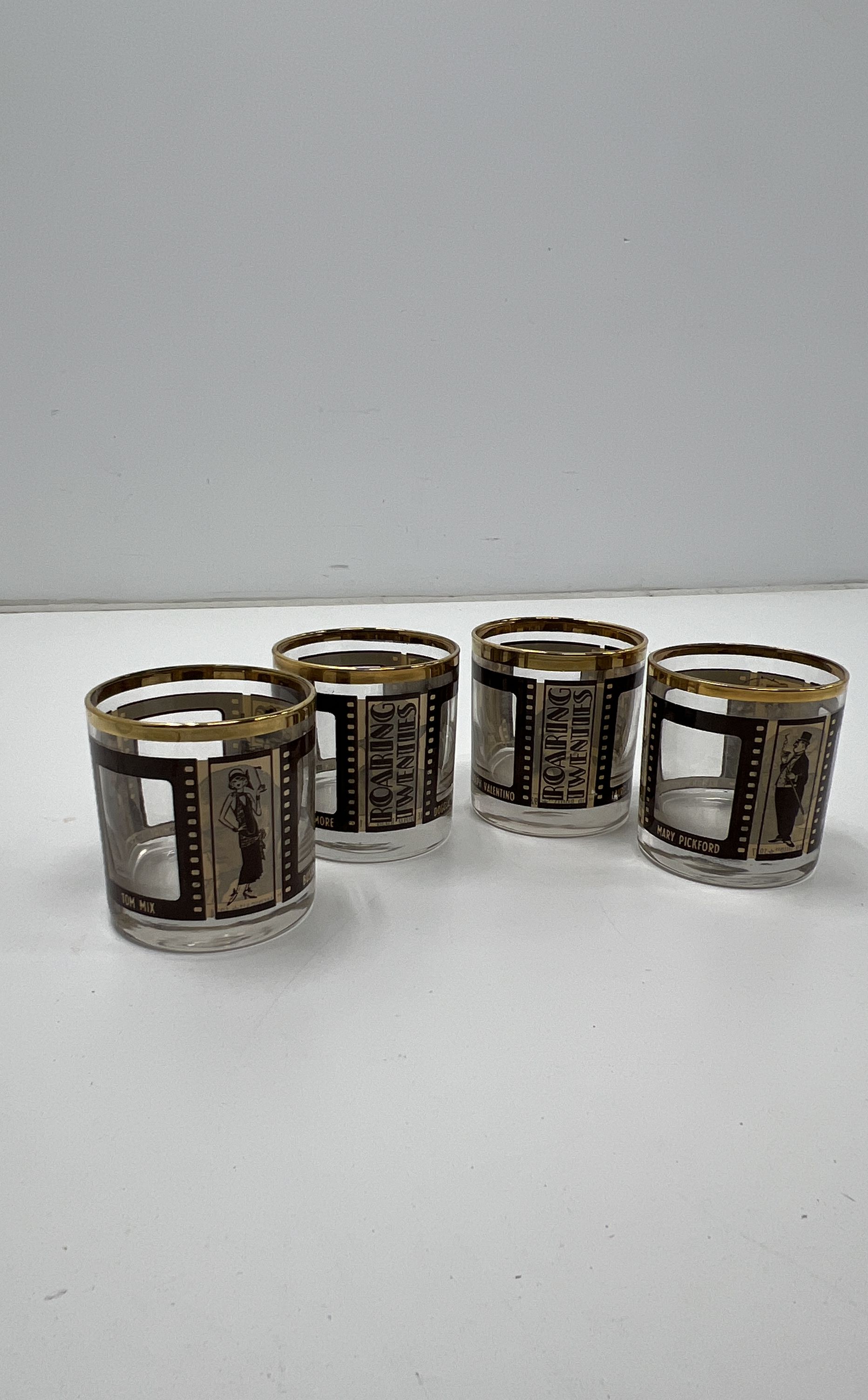 Vintage Roaring Twenties Old Hollywood Silent Film Stars Rocks Glasses Lot 4