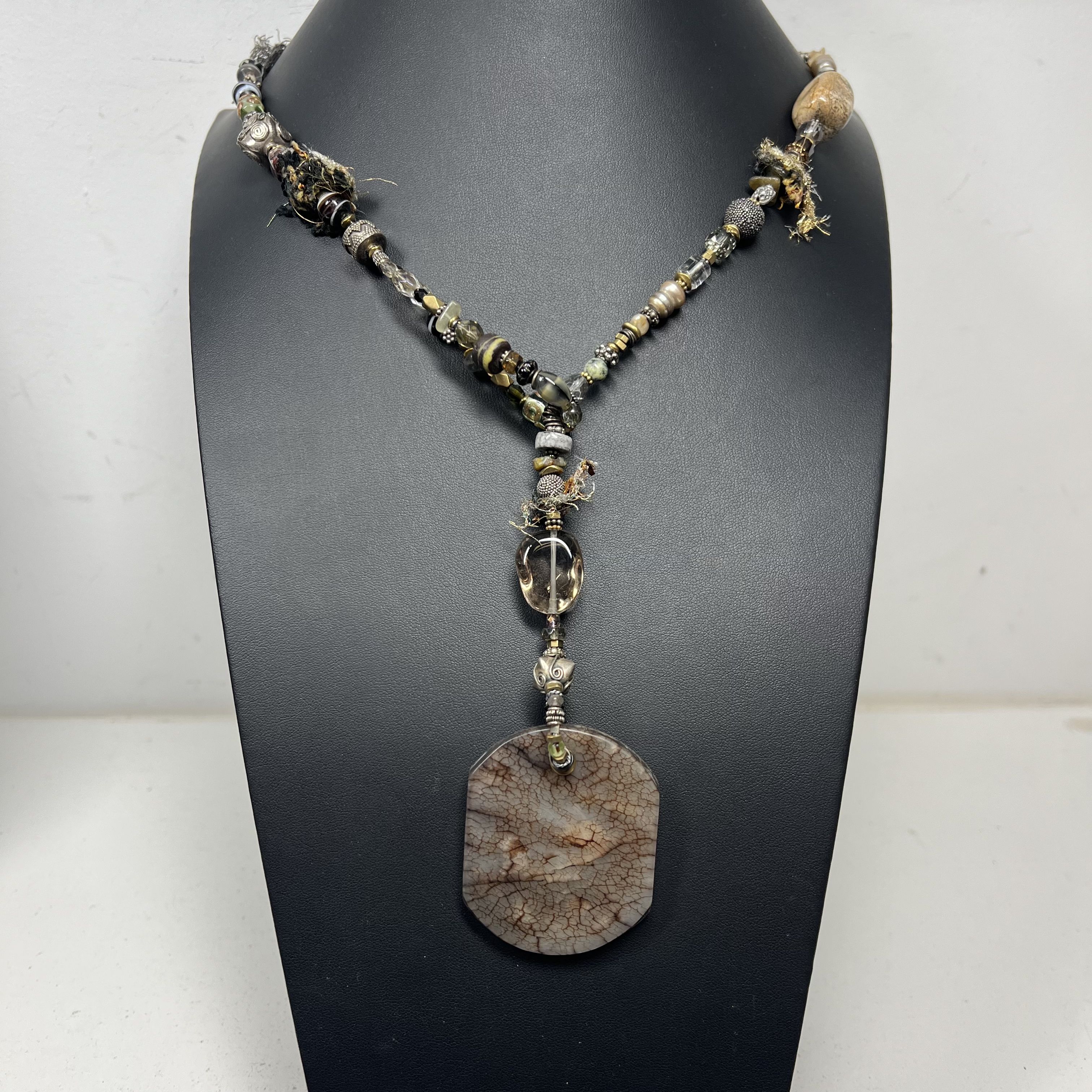 Handcrafted Earthy Tone Stone Beaded Necklace