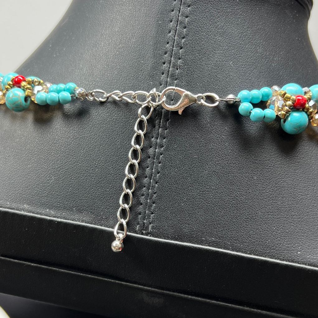 Woven Crystal and Turquoise Necklace NIP