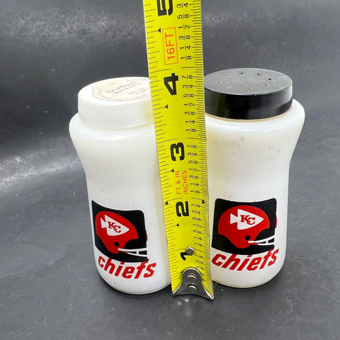 Vintage Durkee Kansas City Chiefs NFL Glass Salt & Pepper Shakers 1960s