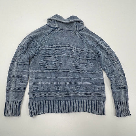 Bayflow Indigo Textured Shawl Collar Concho Button Cardigan Men's Size 3 M