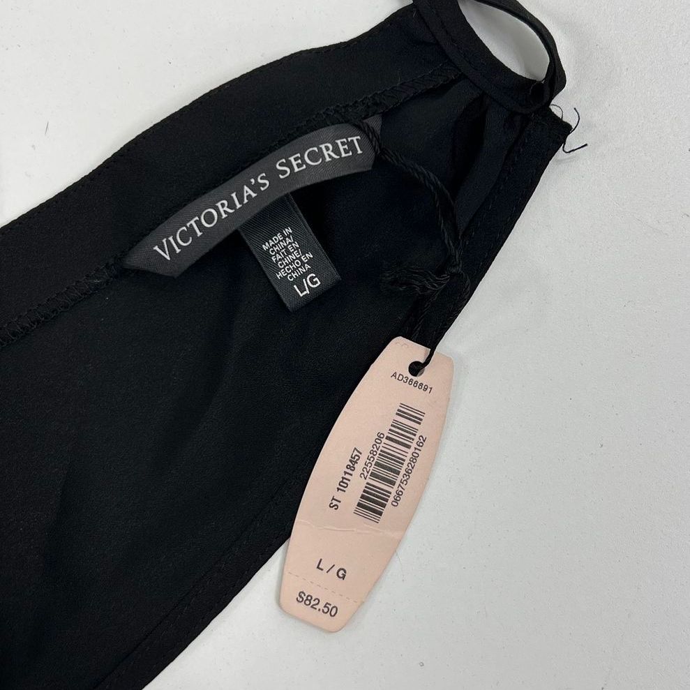 NWT Women's Victoria's Secret Black Maxi Tank Dress Gold Tone Metal Collar Large