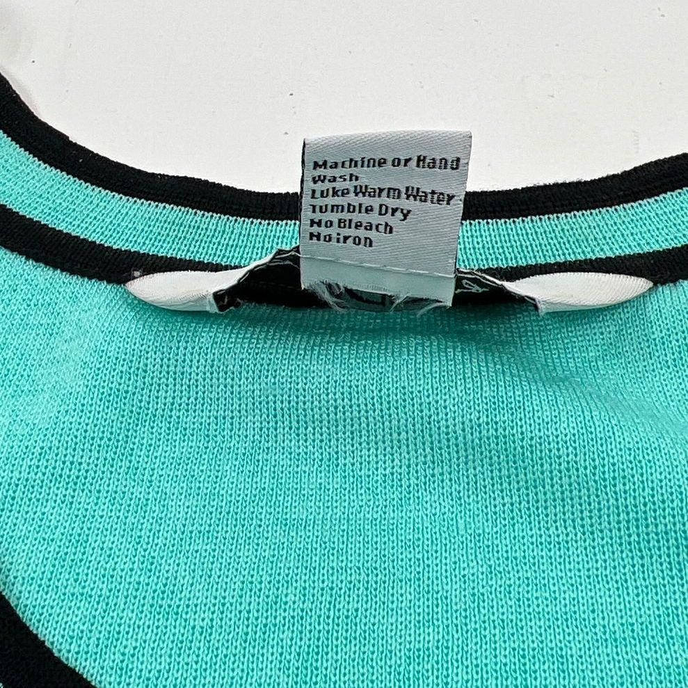 Women's Ming Wang Teal Knit Black Accent Tank Top 100% Acrylic - Size Large