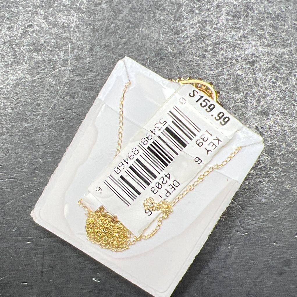 10K Yellow Gold Emerald & Diamond Heart Pendant Necklace 2.6g