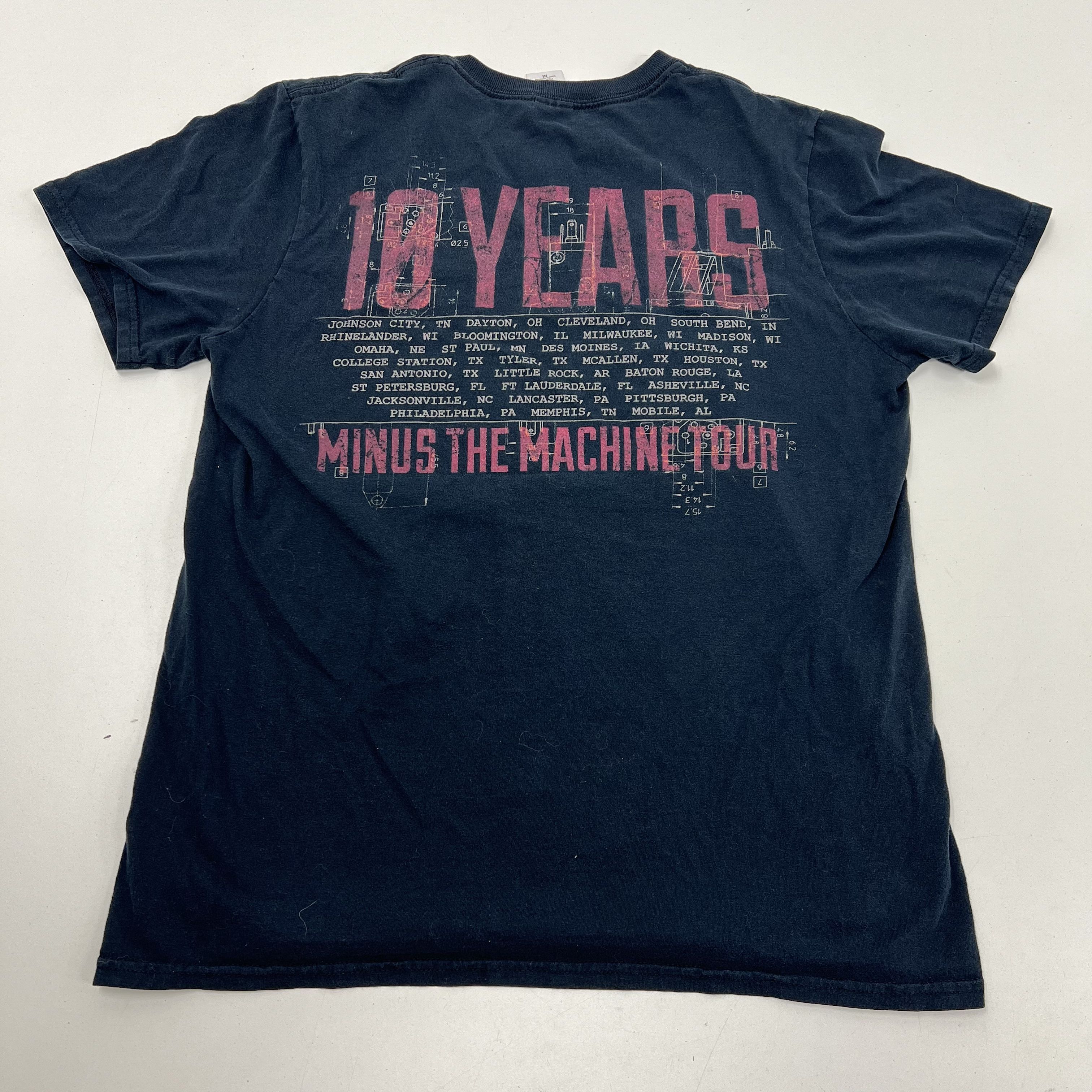 10 Years Minus The Machine Tour T Shirt 2012 Alt Metal Band Merch Size Medium