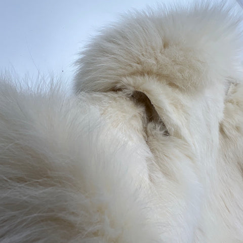 Vintage 70s 80s Rabbit Fur Coat Fox Fur Trim Full Length Winter Jacket