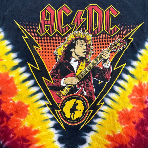 Liquid Blue AC/DC Angus Young Tie-Dye Rock Band T-Shirt Sz L