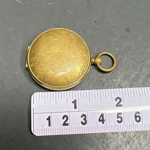 Antique Victorian Brass Pocket Watch Style Locket Dented