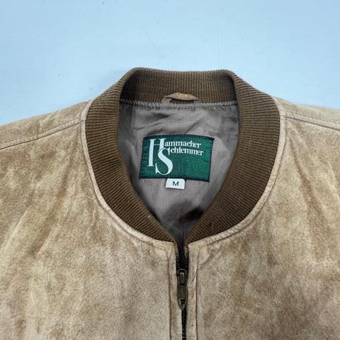 Vintage 80s Hammacher Schlemmer Suede Leather Bomber Jacket Made in USA Sz M