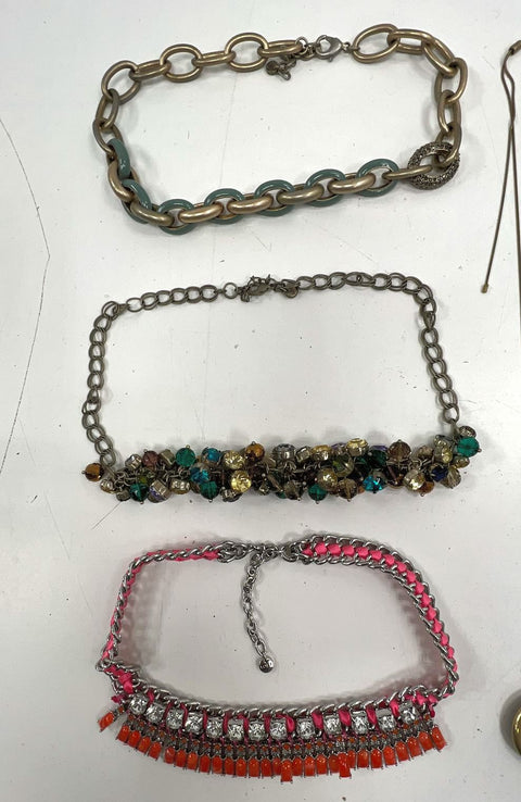Loft Costume Jewelry Lot of 8 Necklaces Bracelets Rhinestone Chunky Style