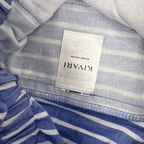 Kivari NWT Elara Ocean Stripe Cotton Linen Paperbag Shorts Women's S/8