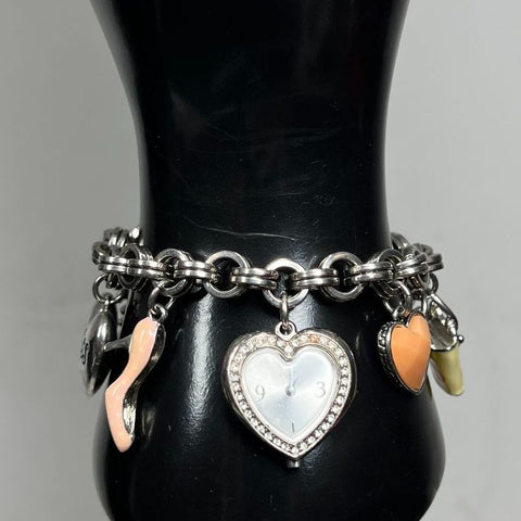 Guess Shoe Bag Charm Bracelet Heart Watch New Battery