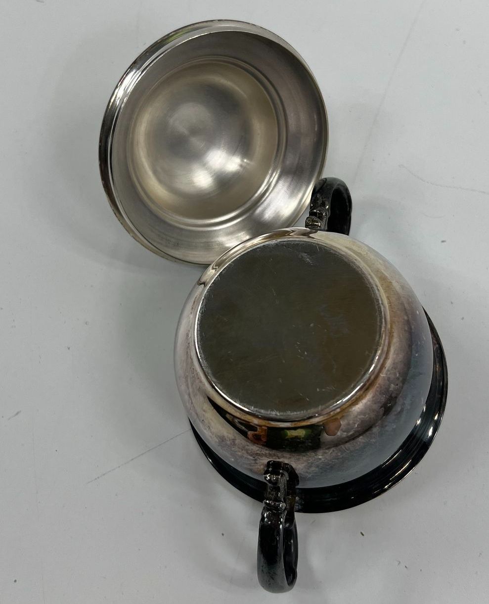 Silver Plated & Silver Soldered Lot Of 3 Serving Items Tray Sugar & Cream