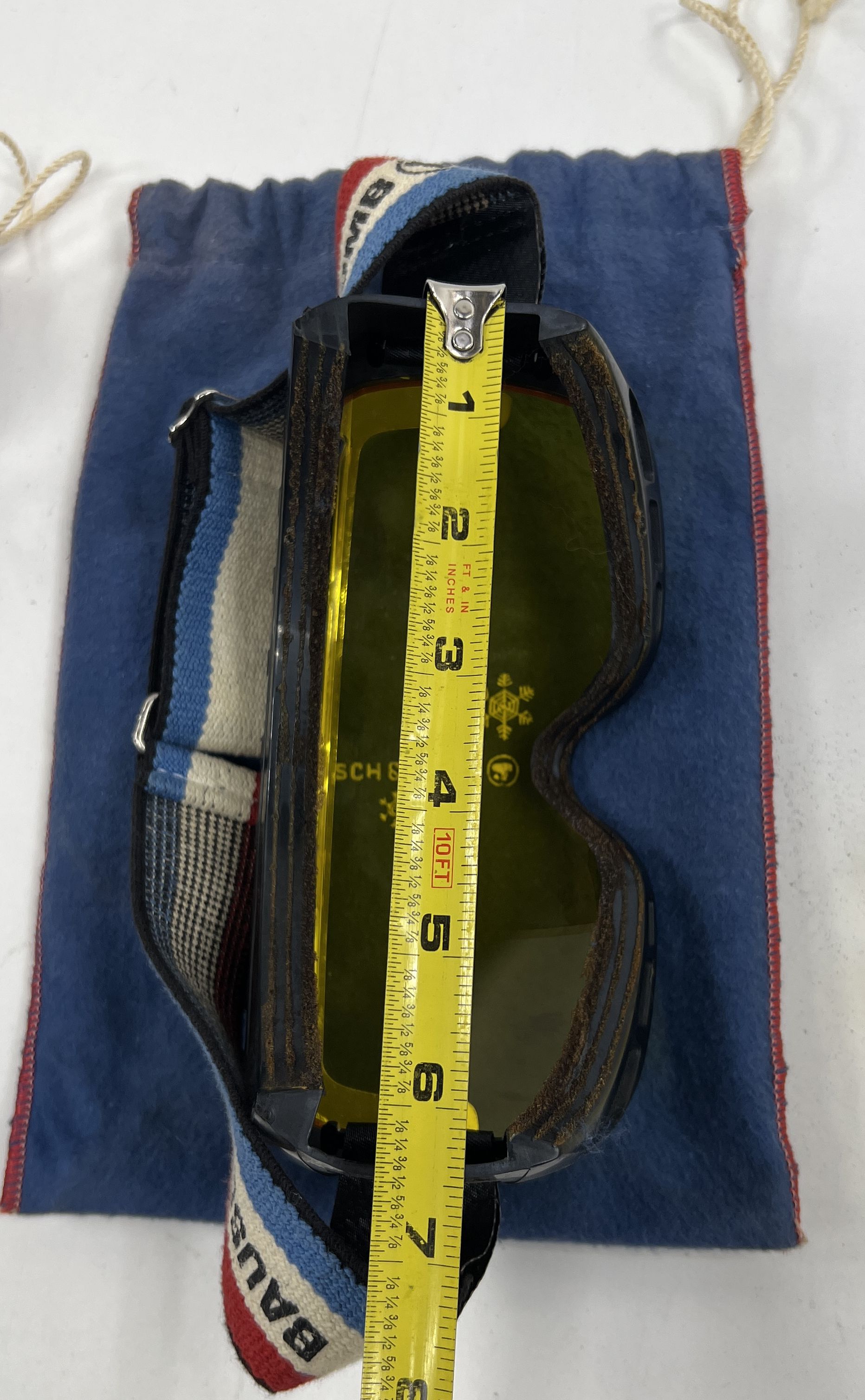 Vintage Bausch & Lomb Ski Goggles Lot of 2 in Cloth Bags Adjustable Bands *READ*