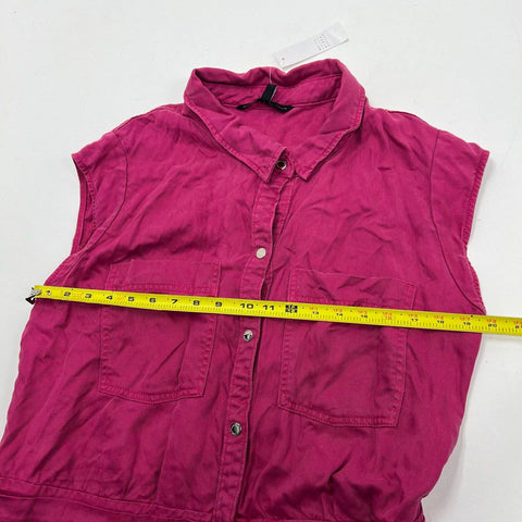 White House Black Market Utility Shirt Dress Sleeveless Lyocell Pink Kiss Sz 18