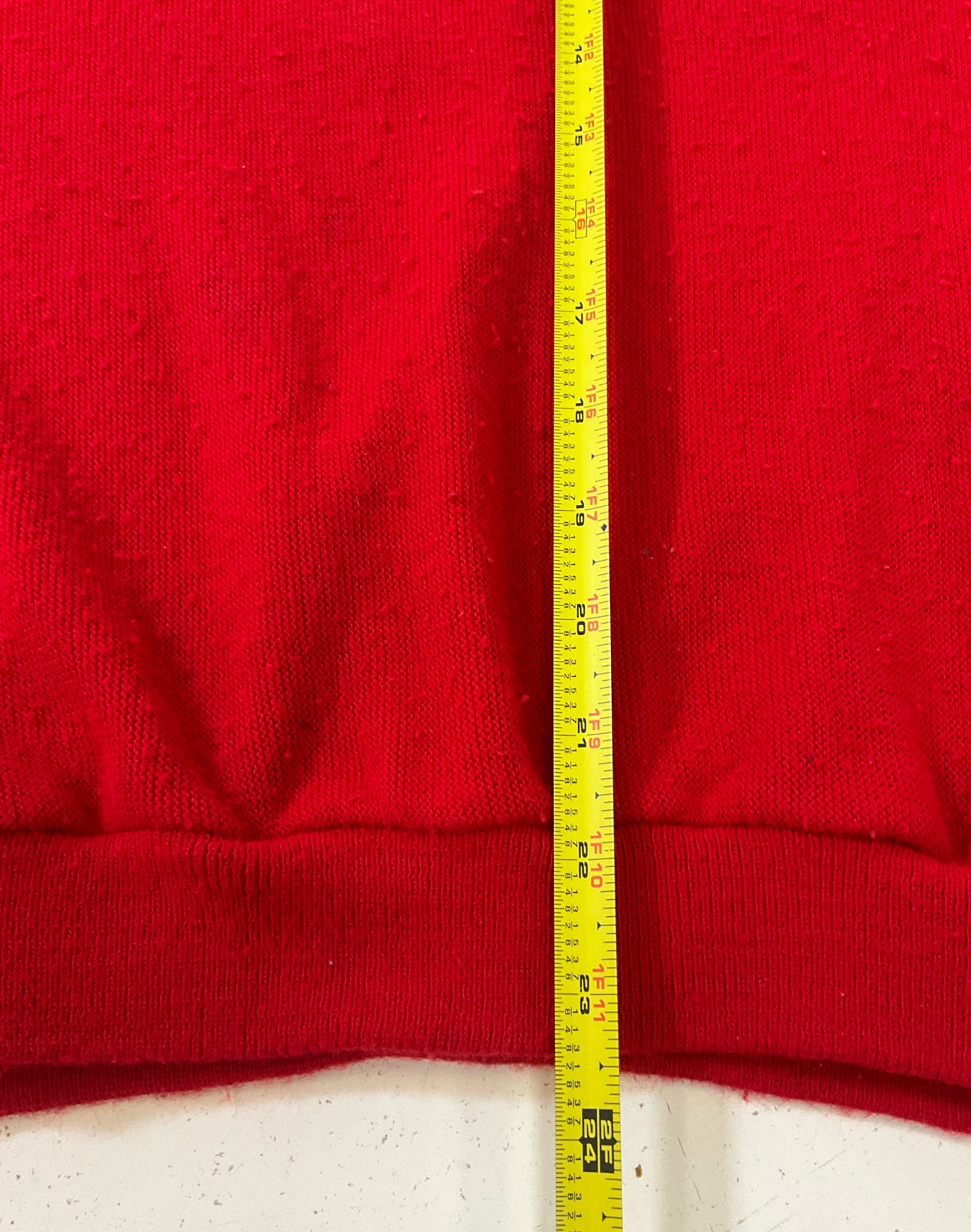 Sears Men's Vintage Red V-Neck Acrylic Sweater Dragon Label & Patch Size Large