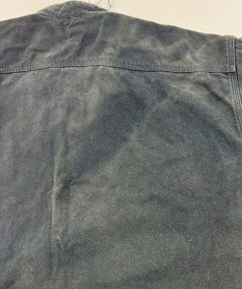 Carhartt Vintage Washed Black Flannel Lined Band Collar Shacket Mens L Tall