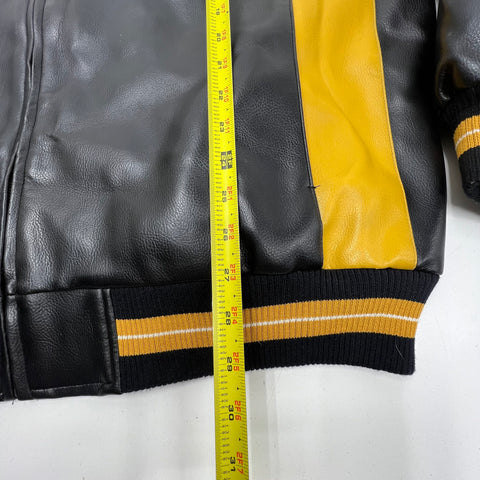 G-III Black Gold Vintage Y2K Mizzou Tigers Faux Leather Bomber Jacket Mens XXL