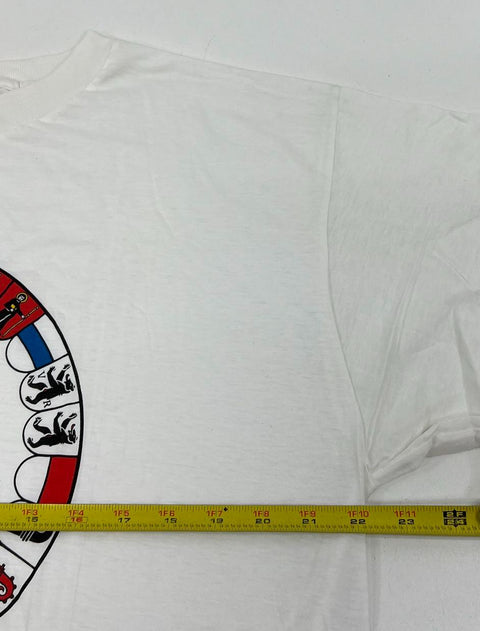 Vintage 80s Erlanger White Switzerland Cantons Single Stitch T-Shirt Men's XL