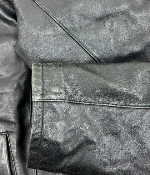 Vintage 90s Members Only Leather Bomber Full Zip Jacket Black Sz L