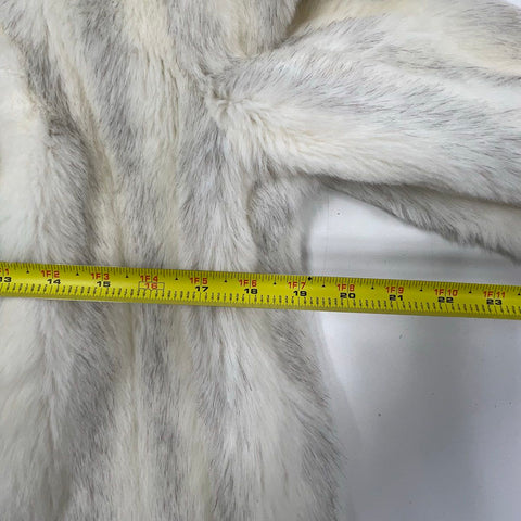 Vintage 70s Avec Tu White Gray Striped Glenoit Faux Fur Coat Jacket Women's