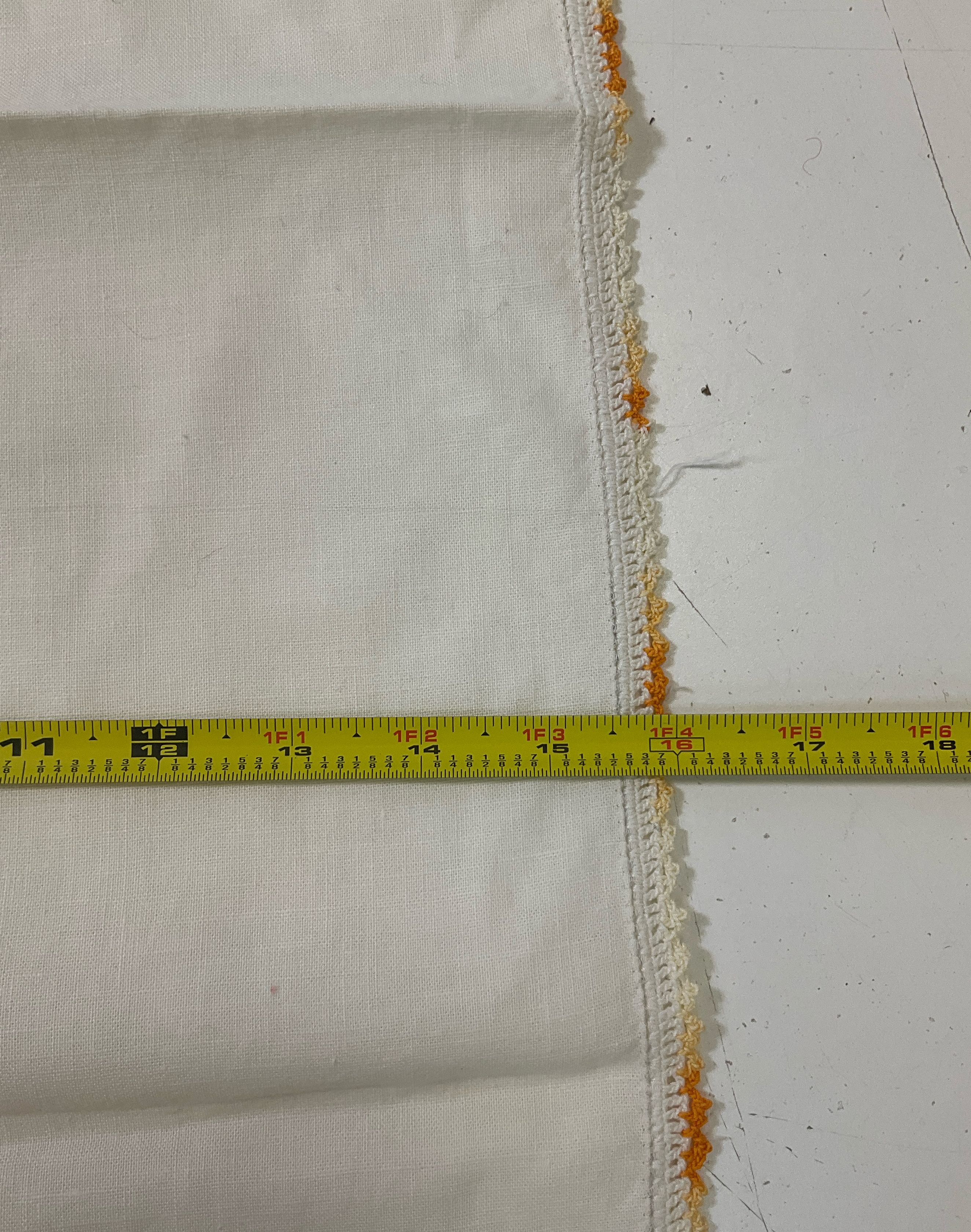 Vintage White Antimacassar & Runner Set Hand Crocheted Orange Rose Trim 4 Pieces