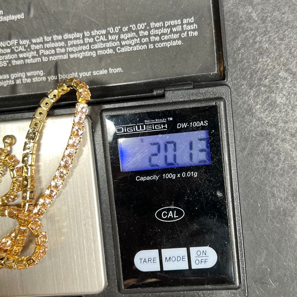 Champagne CZ Gold Tone Necklace NIB