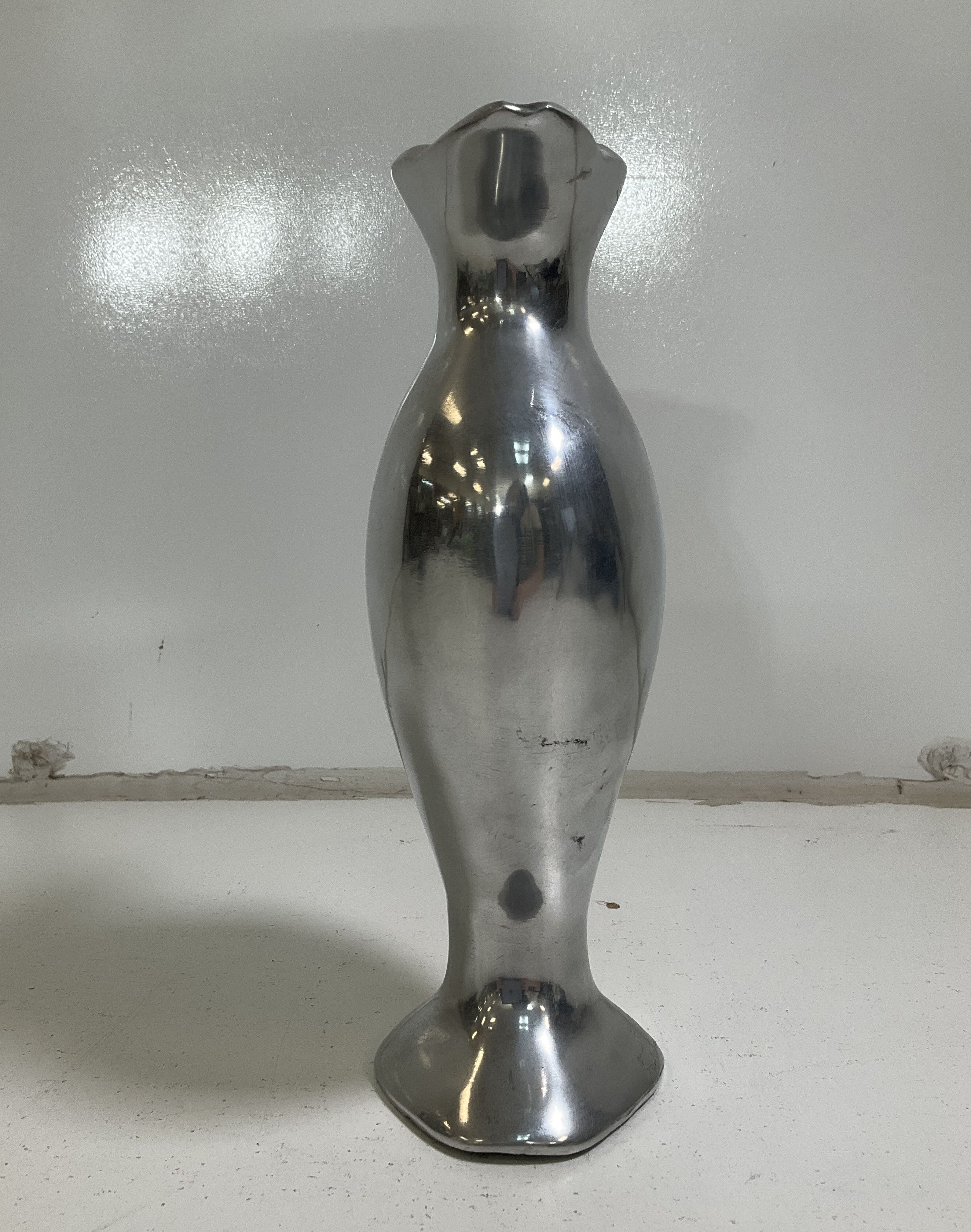 Vintage Mid-Century Modern MCM Cast Metal Biomorphic Sculptural Vase 10.5"