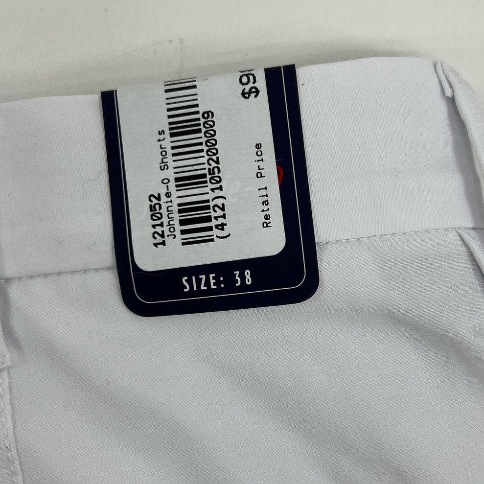 NWT Men's Johnnie O Calcutta Plain White Casual Shorts - Size 38