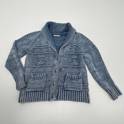 Bayflow Indigo Textured Shawl Collar Concho Button Cardigan Men's Size 3 M