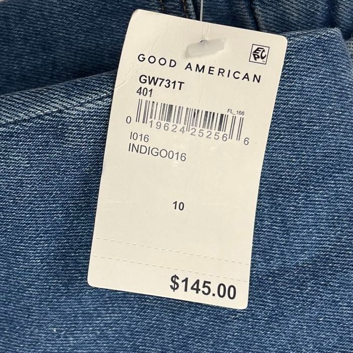 NWT Good American Good Waist Blue Distressed High Rise Skinny Jeans Women's 10
