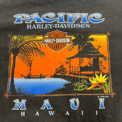 Vintage 1999 Harley-Davidson Maui Hawaii Biker T-Shirt Double Stitch Sz L