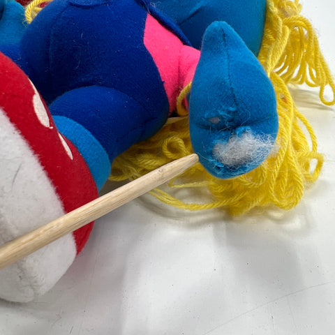 Vintage Smurfs Papa Smurf & Smurfette Plush Figure Toy Lot Wallace Berrie Style