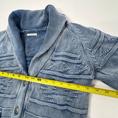 Bayflow Indigo Textured Shawl Collar Concho Button Cardigan Men's Size 3 M