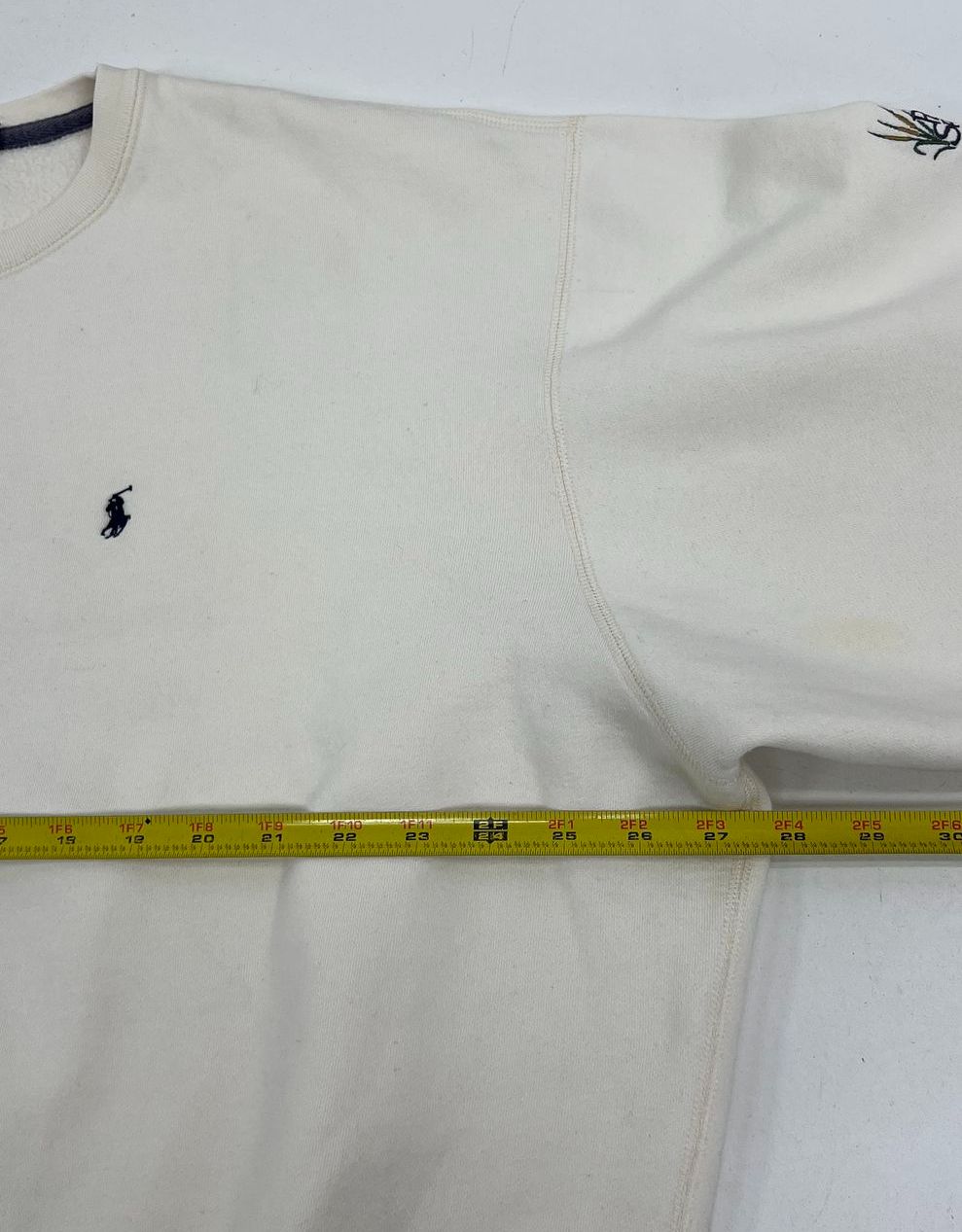 Vintage Y2K Polo Ralph Lauren Cream Embroidered Sweatshirt Men's XL