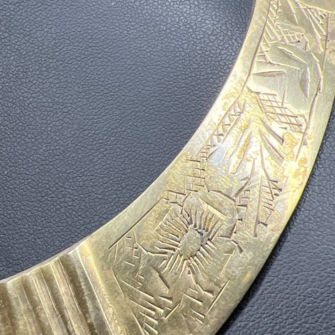 Vintage Brass Made in India Engraved Cuff Necklace