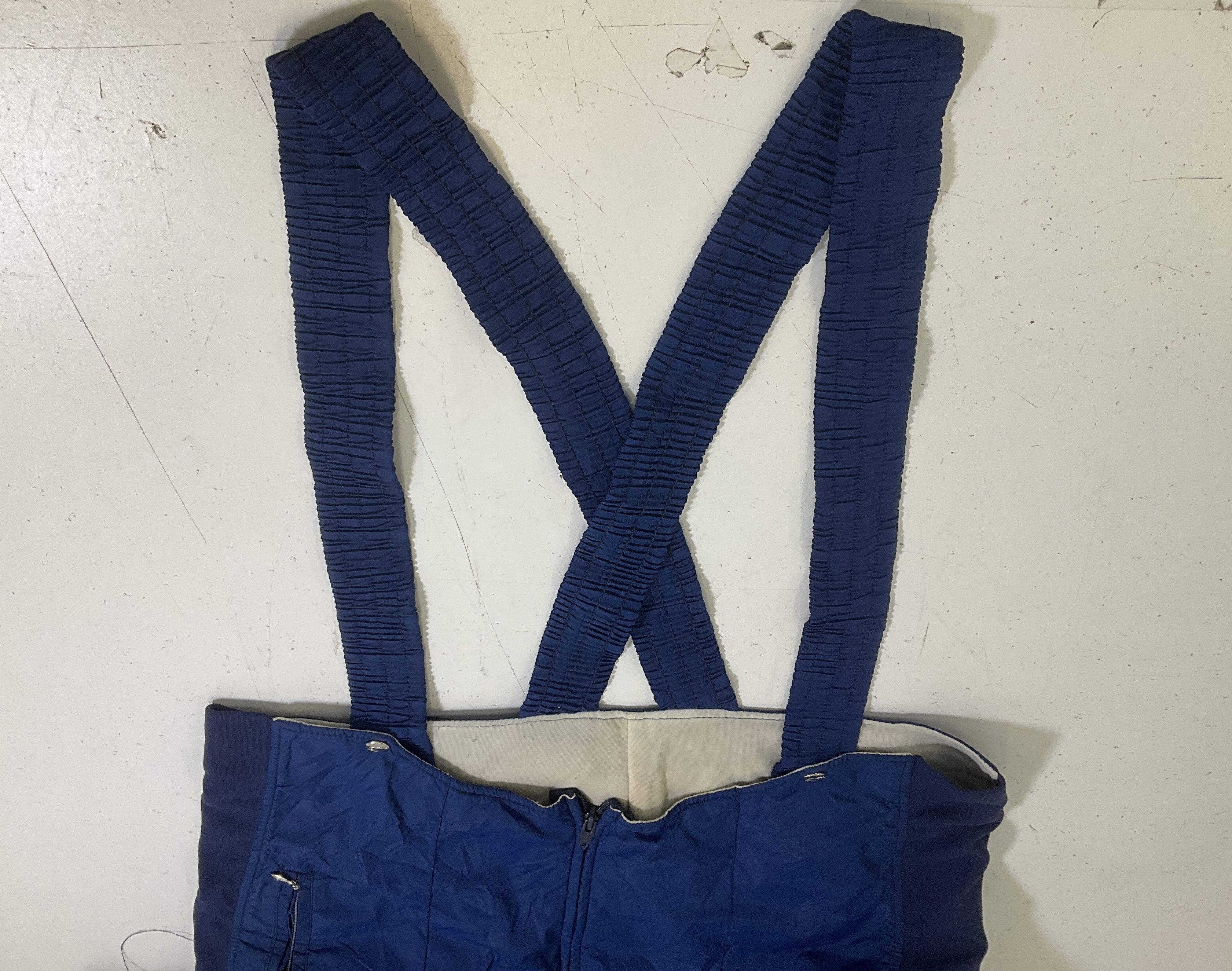 Vintage Sportcaster Mens XL Blue High Rise Snow Pants Ski Bib Made in USA