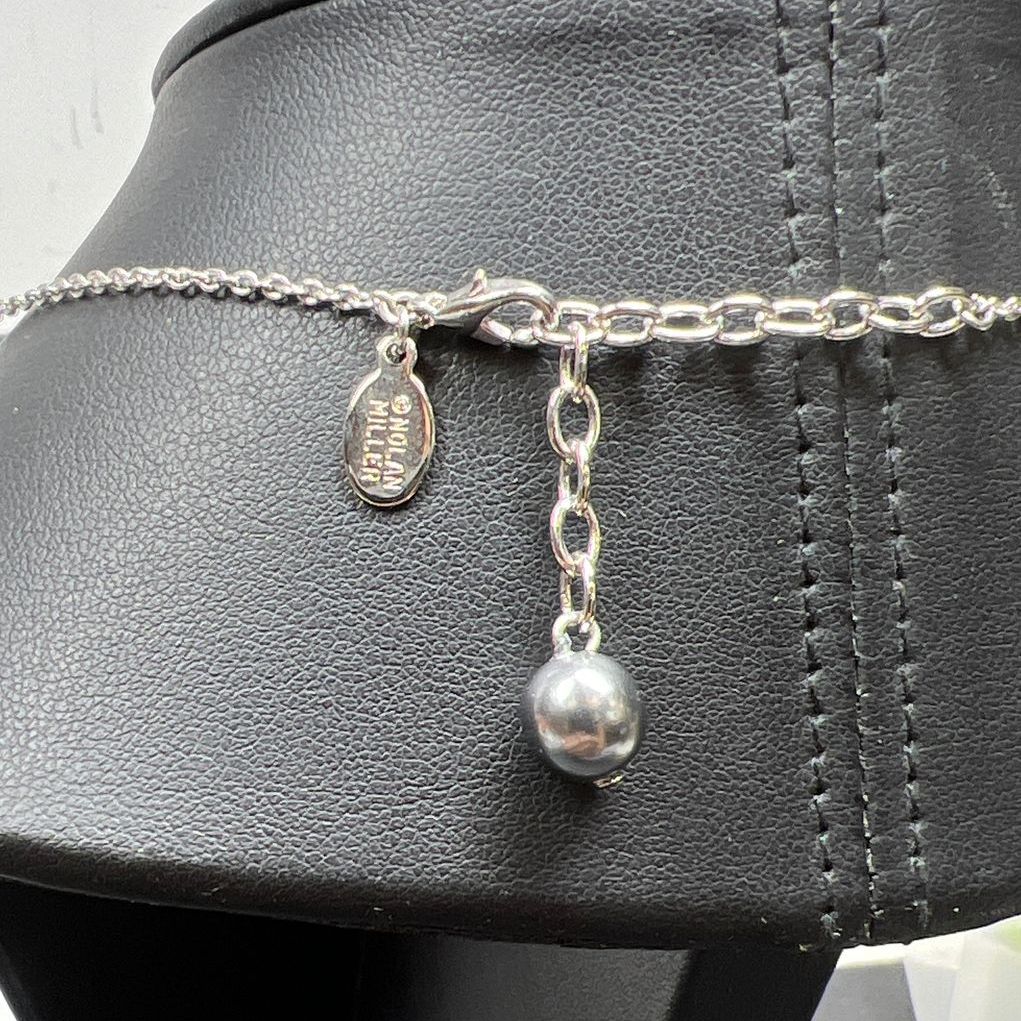 Nolan Miller Faux Pearl Rhinestone Beaded Chain Necklace