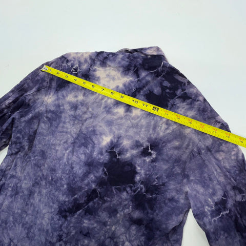 Amadi Purple Tie-Dye Linen Blend Double Breasted Blazer Jacket Women's XS NWT