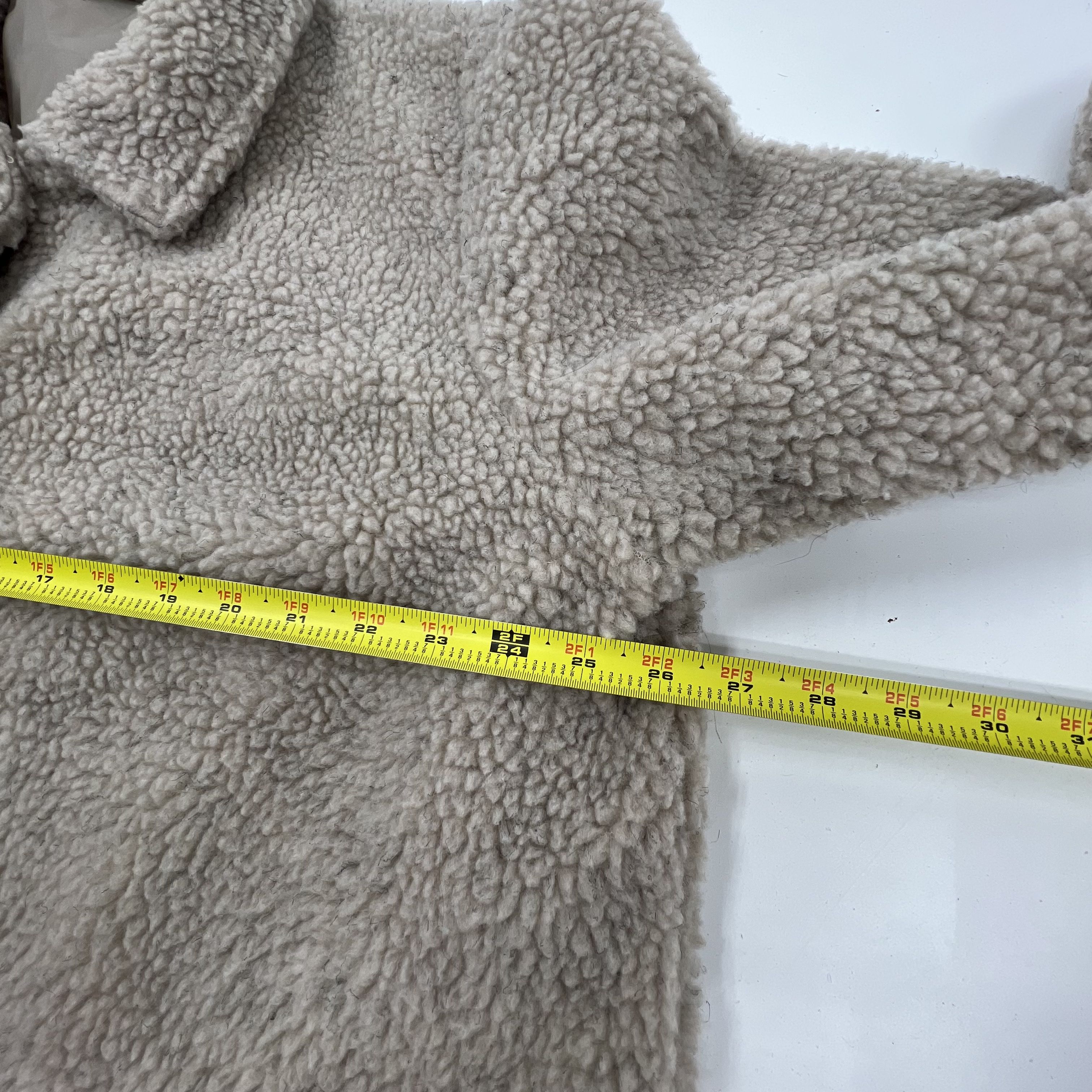 Vintage Damart Beige Sherpa Teddy Fleece Button Front Jacket Coat Womens XL