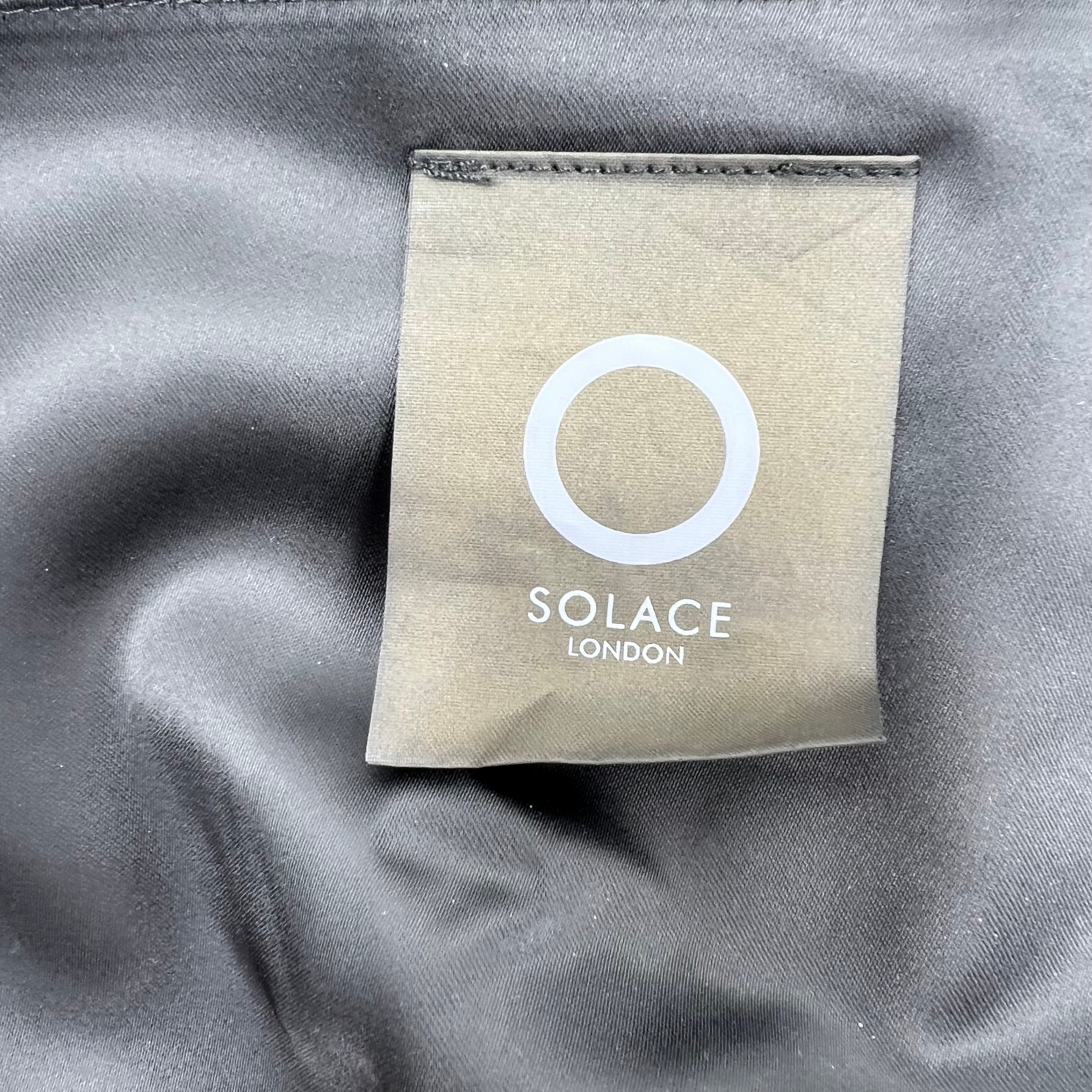 Solace London Black Rolson Satin A-Line V-Neck Mini Dress Women's Size 10