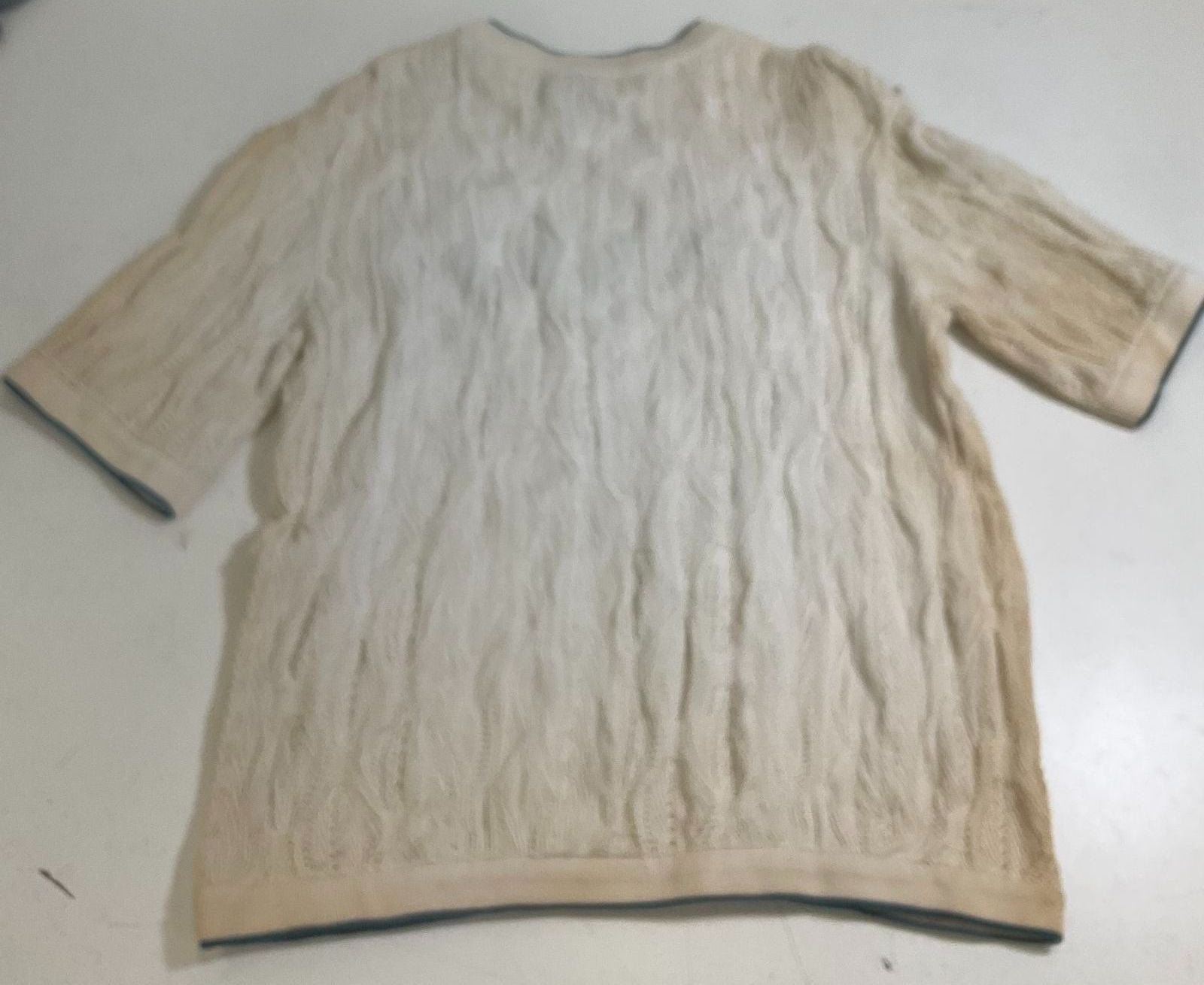 Coogi Basics White 3D Knit Textured Short Sleeve Sweater Men's Size L READ